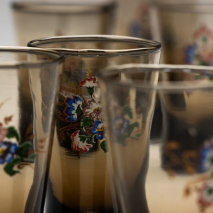 Lot 6x verre à shot fumé avec un motif de bouquet n° 2