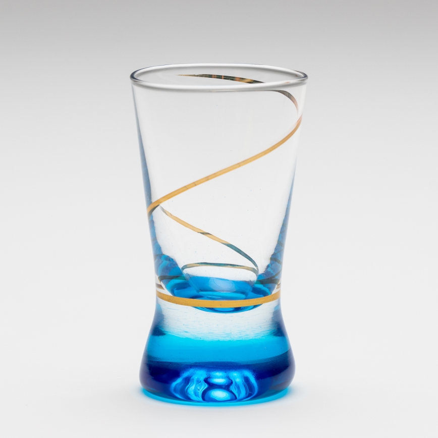 Lot 6x verre à shot 25 mm transparent bleu