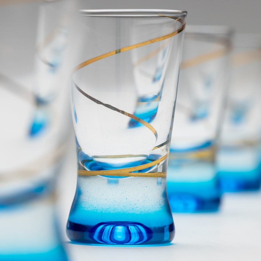 Lot 6x verre à shot 25 mm transparent bleu