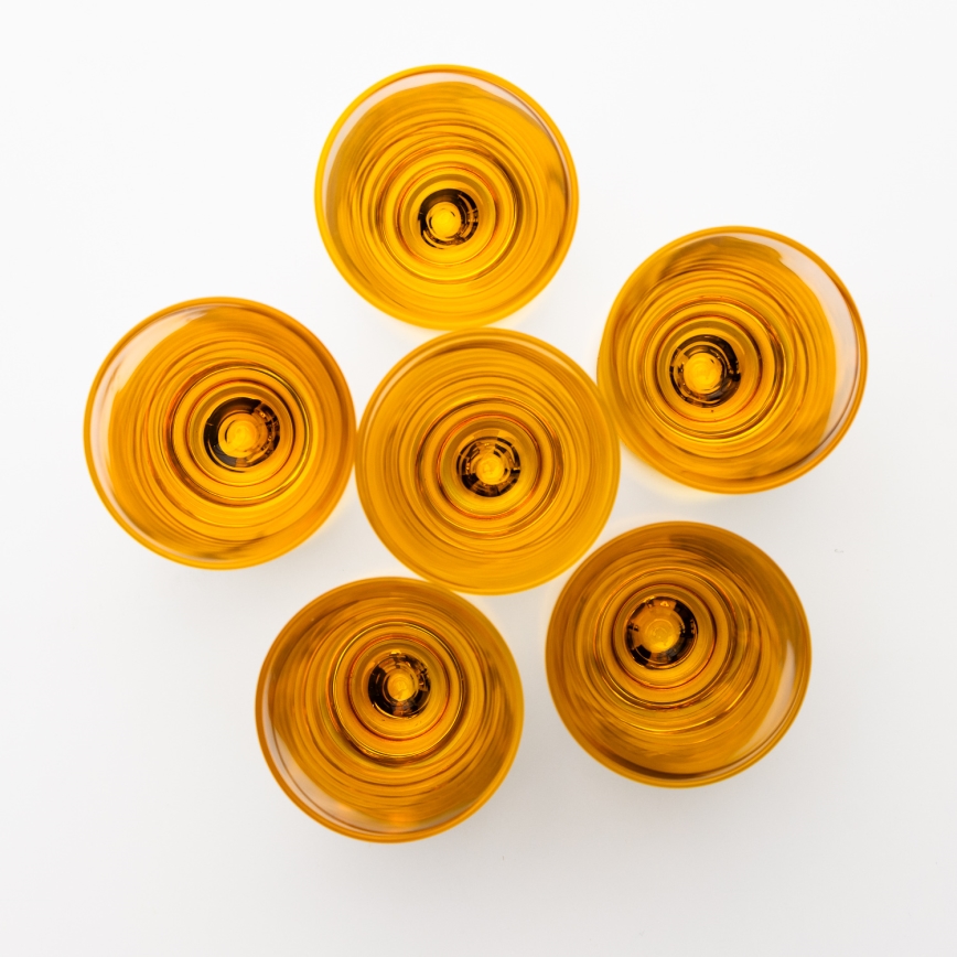 Lot 6x verre à shot 25 mm transparent jaune