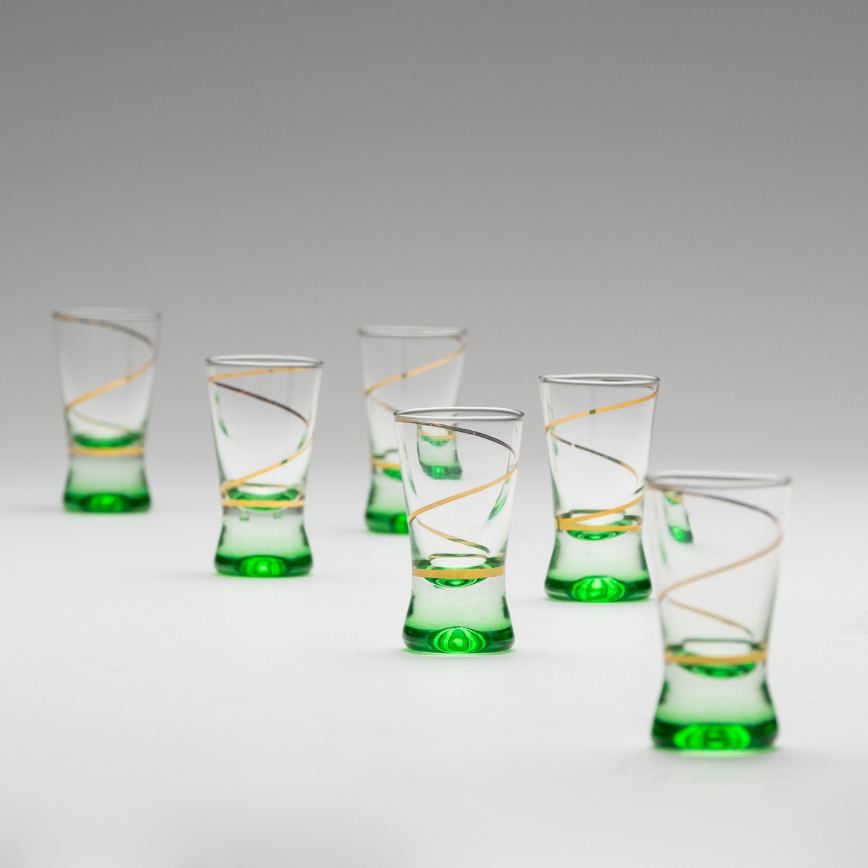 Lot 6x verre à shot 25 mm transparent vert