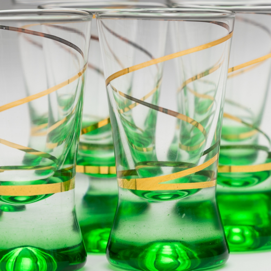 Lot 6x verre à shot 25 mm transparent vert