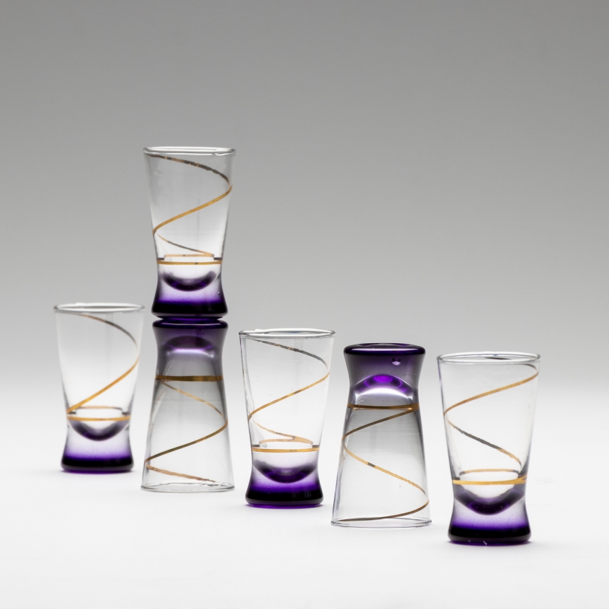 Lot 6x verre à shot 25 mm transparent violet