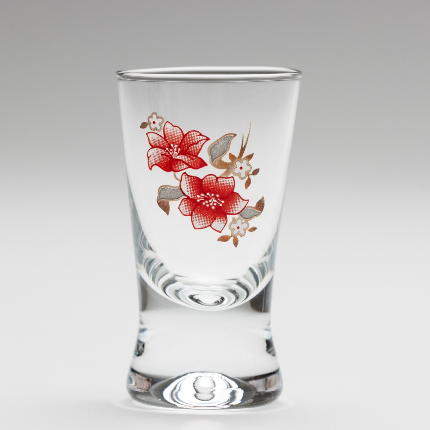 Lot 6x verre à shot transparent avec un motif de bouquet n° 2