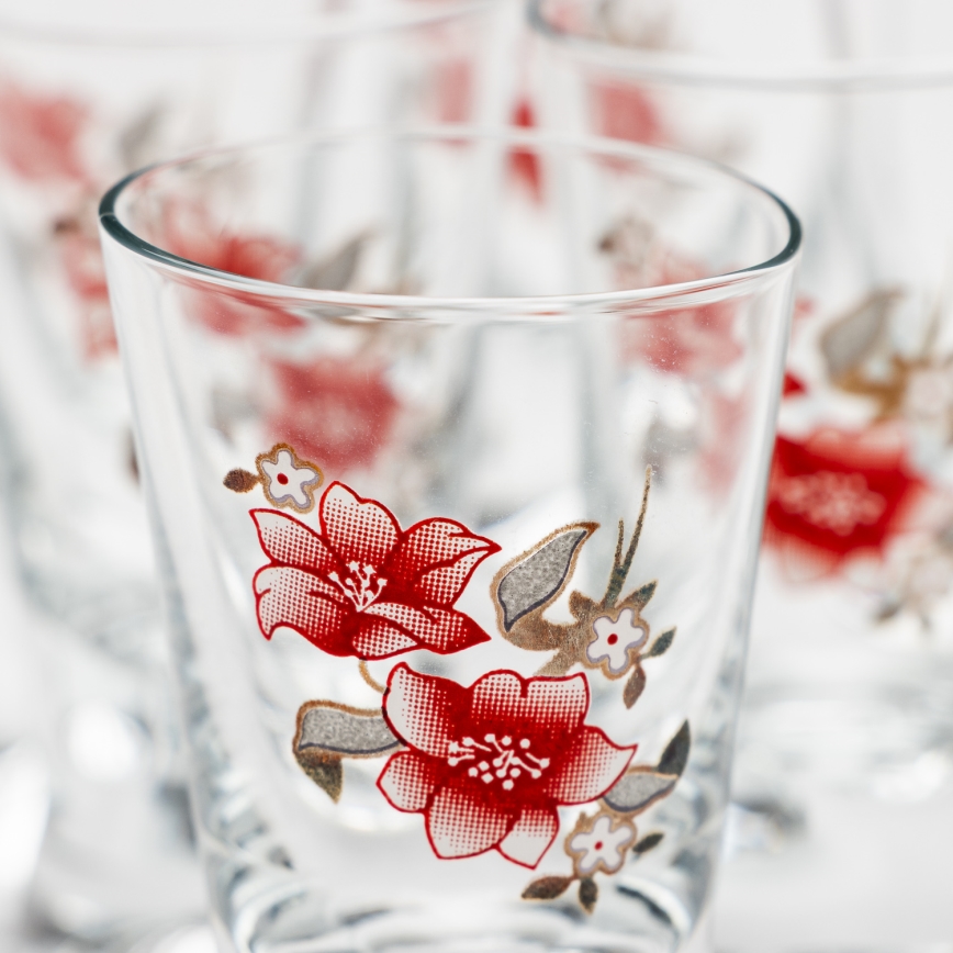 Lot 6x verre à shot transparent avec un motif de bouquet n° 2