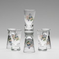 Lot 6x verre à shot transparent avec un motif de bouquet n° 3
