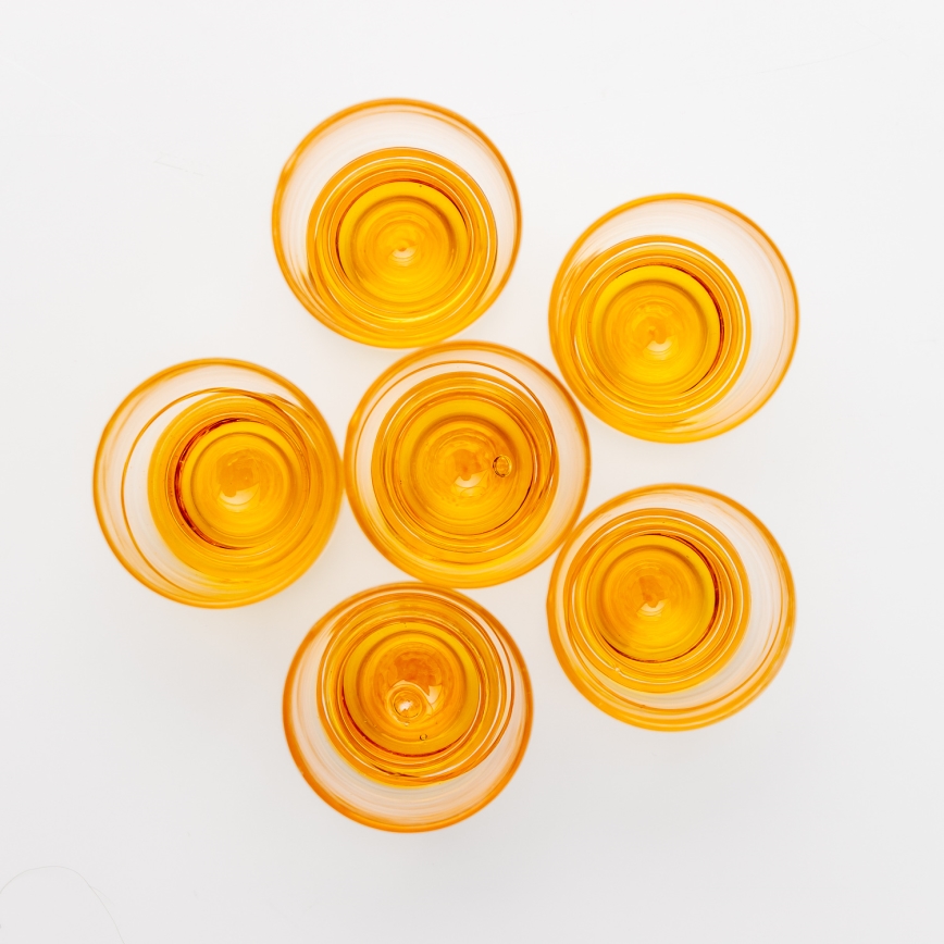 Lot 6x verre à shot transparent jaune