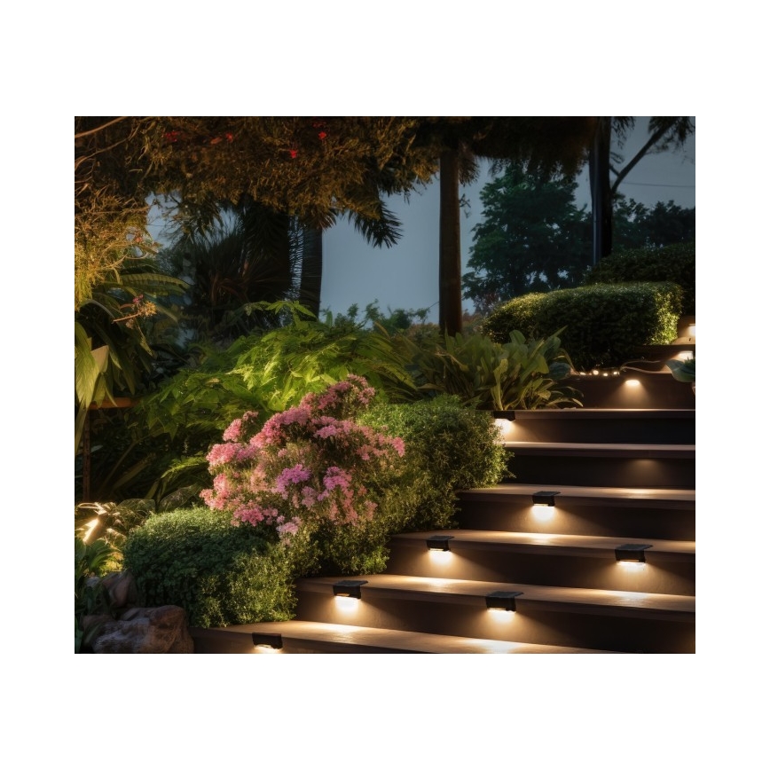 LOT 8x Éclairage solaire d'escalier LED/0,06W/1,2V 3000K IP44 600 mAh