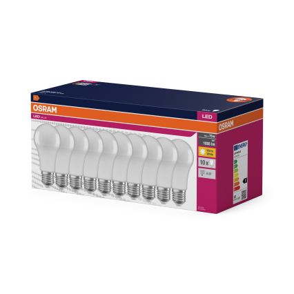 Lot de 10 ampoules LED CLASSIC A75 E27/10W/230V 2700K - Osram