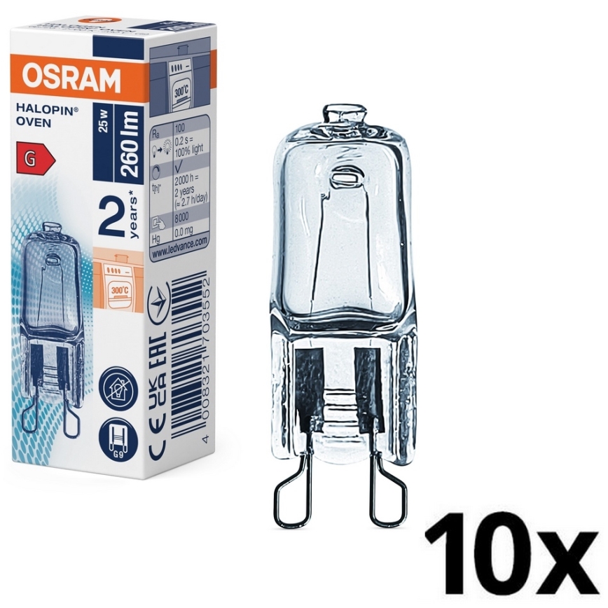 Lot de 10 ampoules pour four HALOPIN G9/25W/230V 2700K - Osram