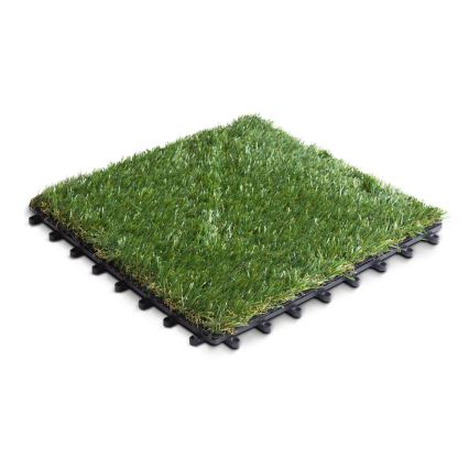 Lot de 11 dalles de gazon synthétique 30x30 cm, hauteur 20 mm, vert