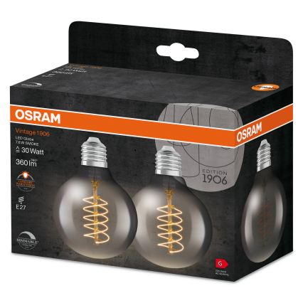 Lot de 2 ampoules LED dimmables à filament vintage E27/7,8W/230V 1800K - Osram