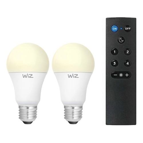 Lot de 2 ampoules LED dimmables A60 E27/9W/230V 2700K Wi-Fi + télécommande - WiZ