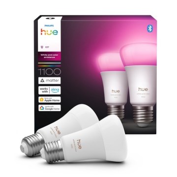 Lot de 2 ampoules LED dimmables Philips Hue White and Color Ambiance E27/8,1W/230V 1000-20000K