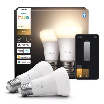 Lot de 2 ampoules LED dimmables Philips Hue White E27 7W 230V 2700K