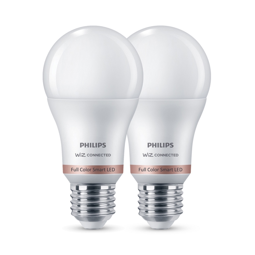 Lot de 2 ampoules LED RGB dimmables Philips SMART A60 E27/8,5W/230V 2200-6500K