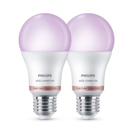 Lot de 2 ampoules LED RGB dimmables Philips SMART A60 E27/8,5W/230V 2200-6500K