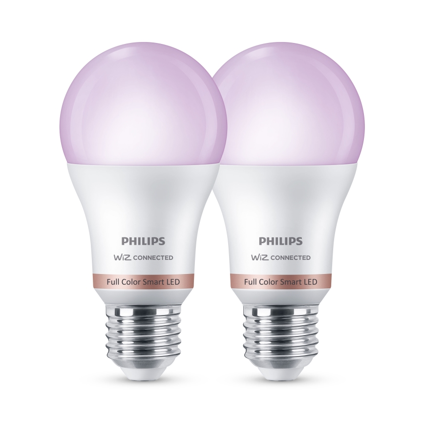 Lot de 2 ampoules LED RGB dimmables Philips SMART A60 E27/8,5W/230V 2200-6500K
