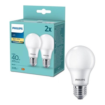 Lot de 2 ampoules LED Philips A60 E27/4,9W/230V 2700K