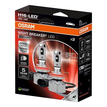 Lot de 2 ampoules LED pour voiture NIGHT BREAKER SMART H16 PGJ19-3/4W/12V 6000K - Osram