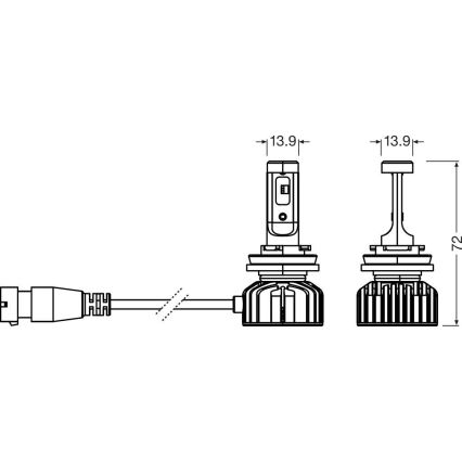 Lot de 2 ampoules LED pour voiture NIGHT BREAKER SMART H16 PGJ19-3/4W/12V 6000K - Osram