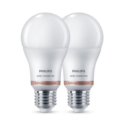 Lot de 2 ampoules LED RGB à intensité variable Philips SMART A60 E27/12,5W/230V 2200-6500K