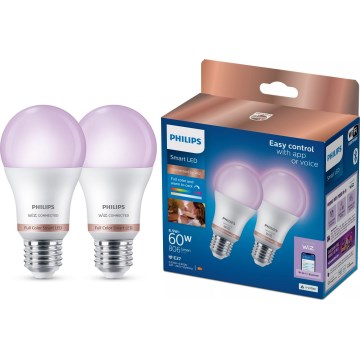 Lot de 2 ampoules LED RGB dimmables Philips SMART A60 E27/8,5W/230V 2200-6500K