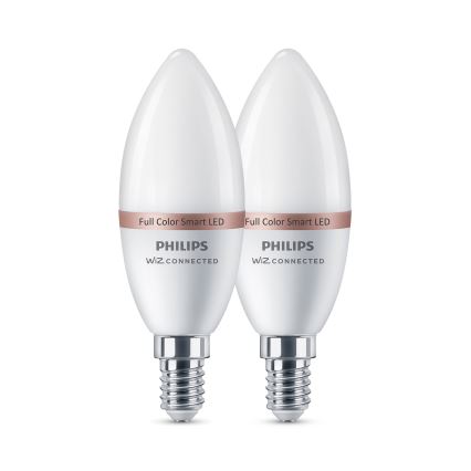 Lot de 2 ampoules LED RGB dimmables Philips SMART C37 E14/4,9W/230V 2200-6500K IRC 90