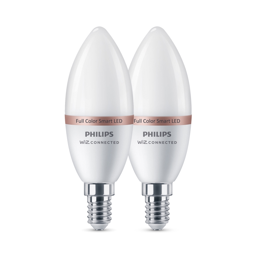 Lot de 2 ampoules LED RGB dimmables Philips SMART C37 E14/4,9W/230V 2200-6500K IRC 90
