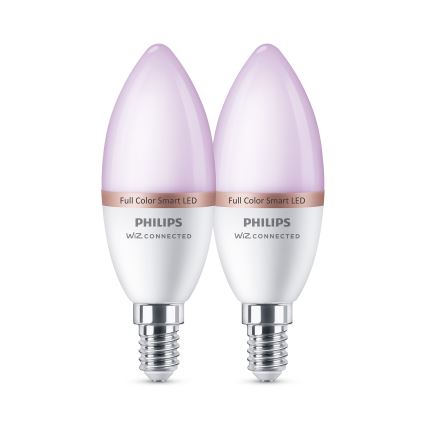 Lot de 2 ampoules LED RGB dimmables Philips SMART C37 E14/4,9W/230V 2200-6500K IRC 90
