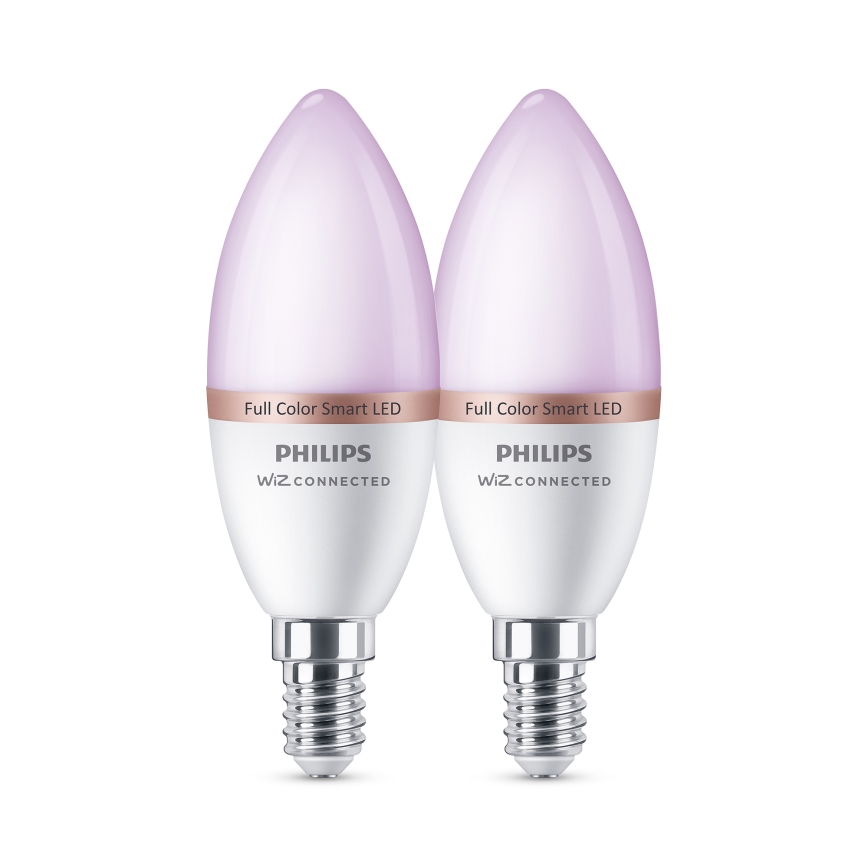 Lot de 2 ampoules LED RGB dimmables Philips SMART C37 E14/4,9W/230V 2200-6500K IRC 90