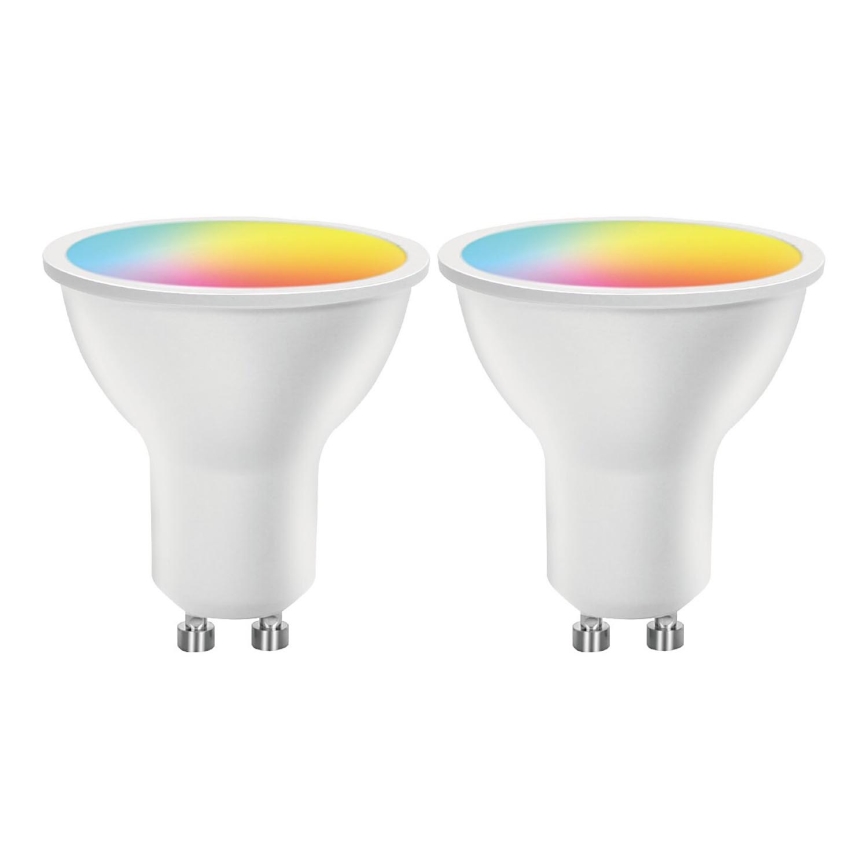 Lot de 2 ampoules LED RGBW dimmables MESH Smart GU10/6,5 W/230 V 2700–6500 K + télécommande - Aigostar