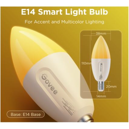 Lot de 2 ampoules LED RGBWW dimmables MATTER E14/5W/230V 2700-6500K Wi-Fi - Govee