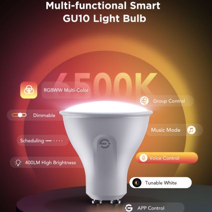 Lot de 2 ampoules LED RGBWW dimmables MATTER GU10/4,8W/230V 2700-6500K Wi-Fi - Govee