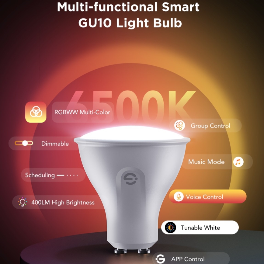 Lot de 2 ampoules LED RGBWW dimmables MATTER GU10/4,8W/230V 2700-6500K Wi-Fi - Govee