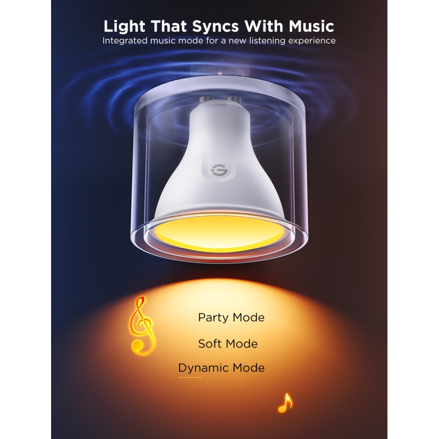 Lot de 2 ampoules LED RGBWW dimmables MATTER GU10/4,8W/230V 2700-6500K Wi-Fi - Govee