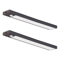 Lot de 2 éclairages LED rechargeables pour meubles avec capteur de mouvement et capteur crépusculaire VIRO LED/1,2W/3,7V 800 mAh 3000/4000/6500K 30 cm noir