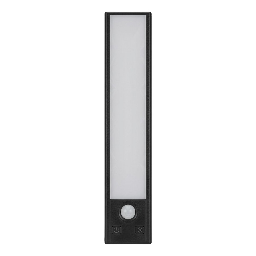 Lot de 2 éclairages LED rechargeables pour meubles avec capteur de mouvement et capteur crépusculaire VIRO LED/1,2W/3,7V 800 mAh 3000/4000/6500K 30 cm noir