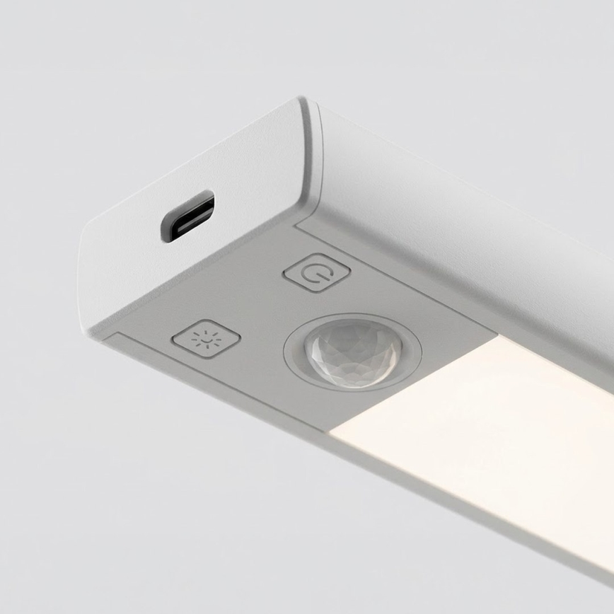 Lot de 2 éclairages LED rechargeables pour meubles avec détecteur de mouvement et capteur crépusculaire VIRO LED/1W/3,7V 800 mAh 3000/4000/6500K 20 cm blanc