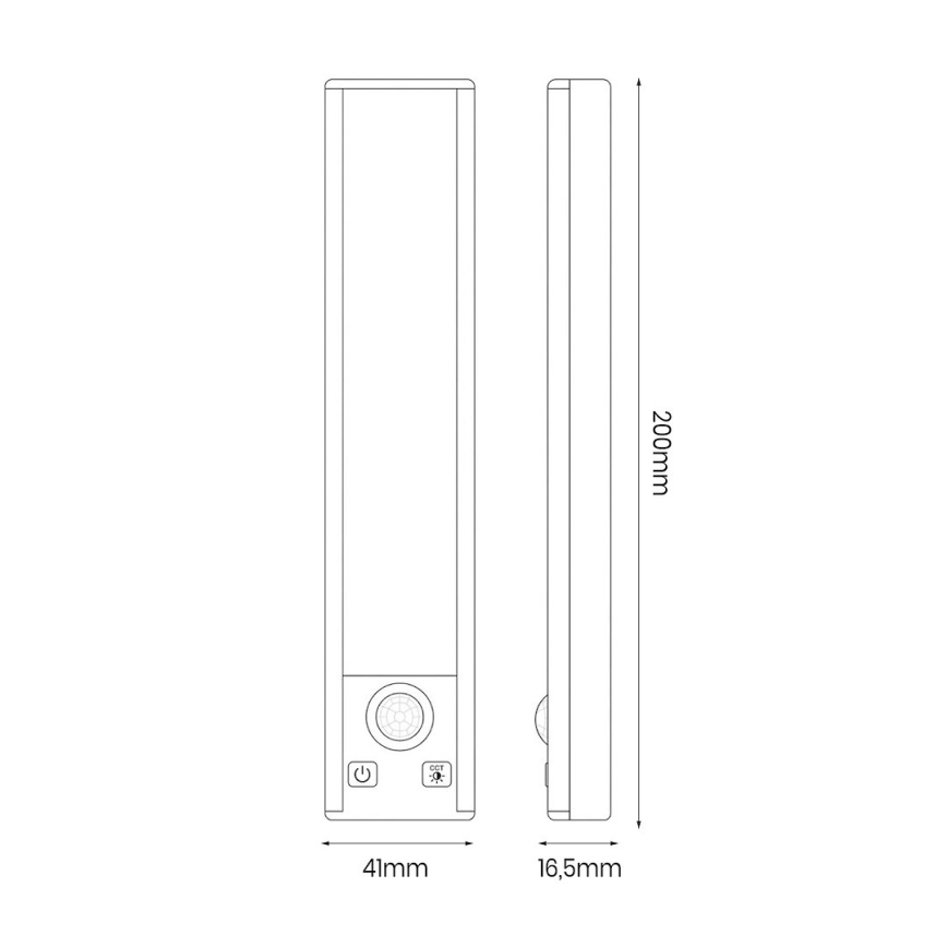 Lot de 2 éclairages LED rechargeables pour mobilier avec détecteur de mouvement et capteur crépusculaire VIRO LED/1W/3,7V 800 mAh 3000/4000/6500K 20 cm noir