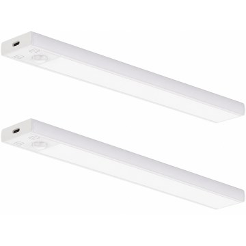 Lot de 2 éclairages LED rechargeables pour meubles avec détecteur de mouvement et capteur crépusculaire VIRO LED/1,2W/3,7V 800 mAh 3000/4000/6500K 30 cm blanc