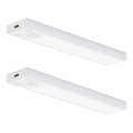 Lot de 2 éclairages LED rechargeables pour meubles avec détecteur de mouvement et capteur crépusculaire VIRO LED/1W/3,7V 800 mAh 3000/4000/6500K 20 cm blanc