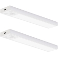 Lot de 2 éclairages LED rechargeables pour mobilier, avec capteur de mouvement et capteur crépusculaire VIRO LED/1W/3,7V 800 mAh 3000/4000/6500K 20 cm blanc
