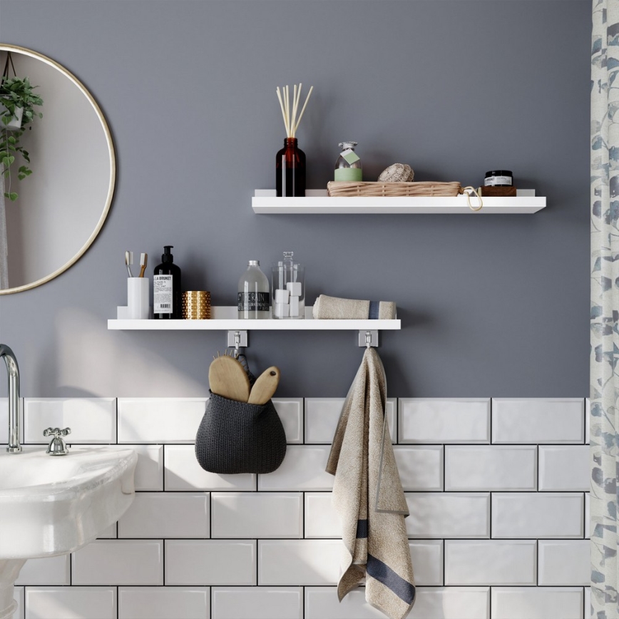 Lot de 2 étagères murales SHELFY, blanches