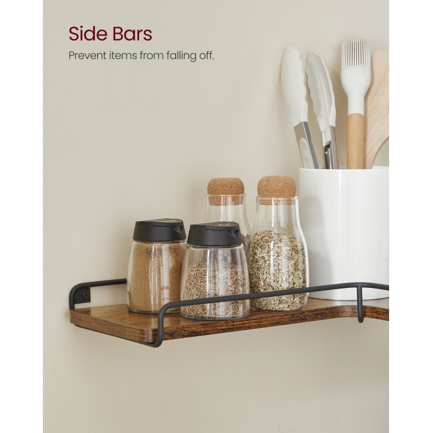 Lot de 2 étagères murales SHELFY marron/noir