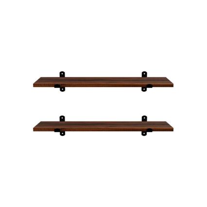 Lot de 2 étagères murales SHELFY, marron/noir