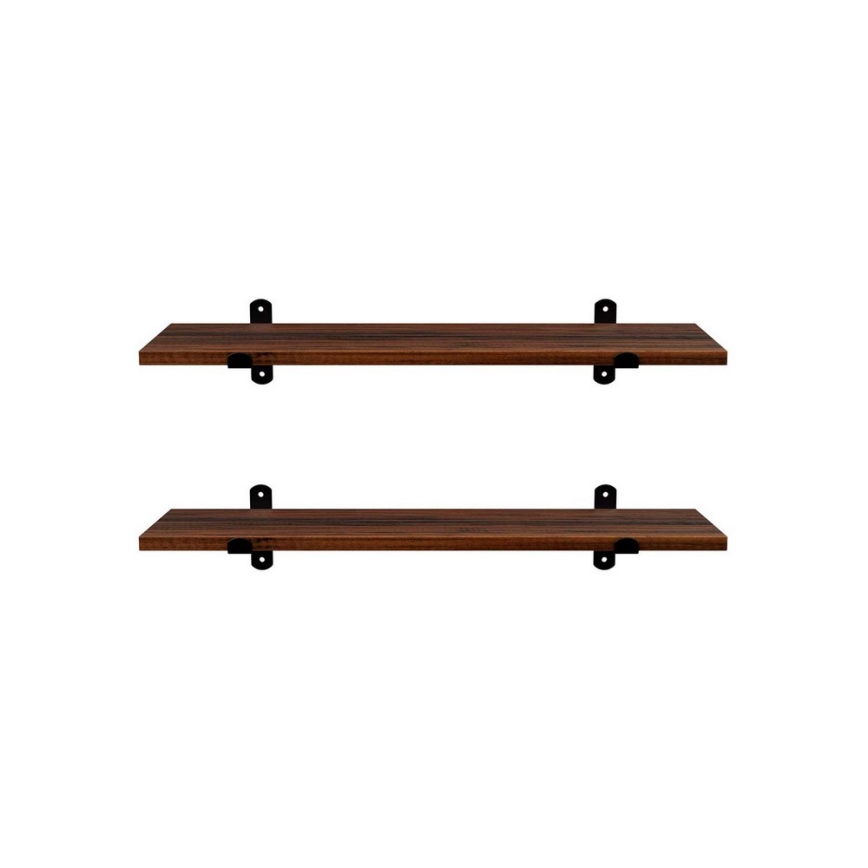 Lot de 2 étagères murales SHELFY, marron/noir