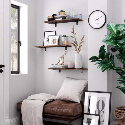 Lot de 2 étagères murales SHELFY, marron/noir