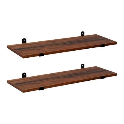 Lot de 2 étagères murales SHELFY, marron/noir
