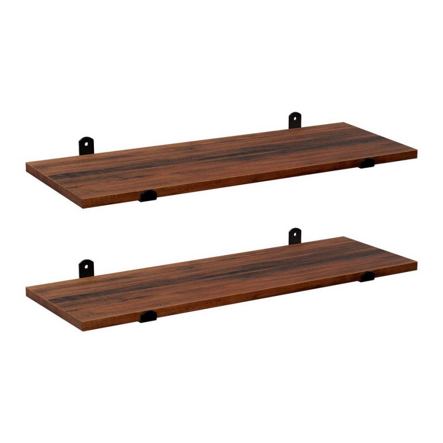 Lot de 2 étagères murales SHELFY, marron/noir